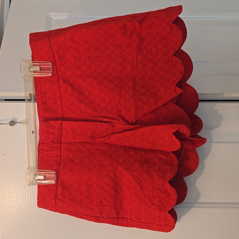 Red Scalloped Shorts
